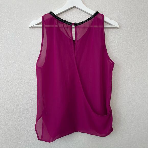 Fashion Exit Womens Pink Tank Blouse Draped Sleeveless Bead V-Neck Size Medium - Picture 4 of 8